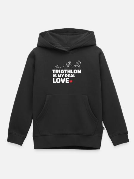 Ich Liebe Triathlon - Kinder Premium Organic Hoodie - Schwarz