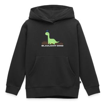 Blaulicht-Dino im Gras | Geschenk, Geschenkidee - Kinder Premium Organic Hoodie - Schwarz - Vorne - AI Model Kid Male (0cm)