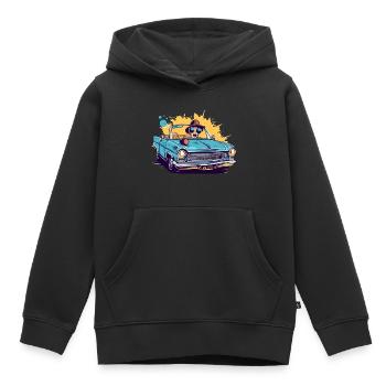 Emma en cabriolet - Sweat Premium à capuche enfant bio - noir - Devant - AI Model Kid Male (0cm)