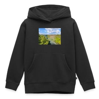 gorge près des chutes Victoria au Zimbabwe - Sweat Premium à capuche enfant bio - noir - Devant - AI Model Kid Male (0cm)