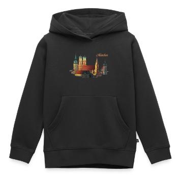 Munich - Sweat Premium à capuche enfant bio - noir - Devant - AI Model Kid Male (0cm)