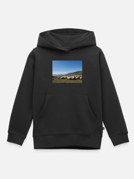 Schafe, Schafherde, Berge, Wiesen - Kinder Premium Organic Hoodie - Schwarz