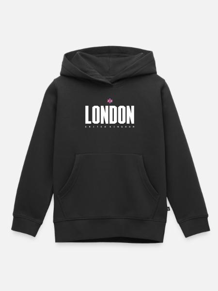 London Bold Bloc UK Flagge - Kinder Premium Organic Hoodie - Schwarz