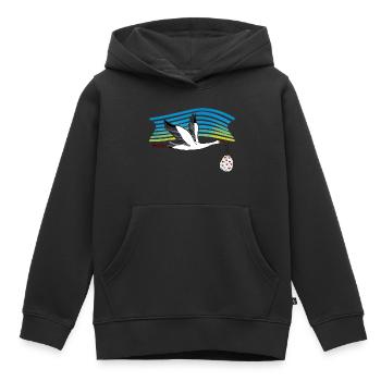Oiseau cigogne - Sweat Premium à capuche enfant bio - noir - Devant - AI Model Kid Male (0cm)