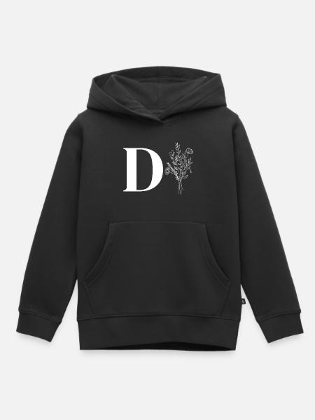 Minimalistisches Blumenmuster - Kinder Premium Organic Hoodie - Schwarz