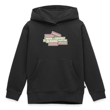 I Work To Support My Reading Addiction Books Logo - Kids Premium Organic Hoodie - black - Front - AI Model Kid Male (0cm)