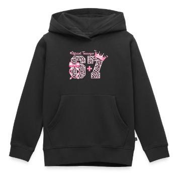 13th Birthday Shirt Funny Meme 67 Birthday 13 - Sweat Premium à capuche enfant bio - noir - Devant - AI Model Kid Male (0cm)