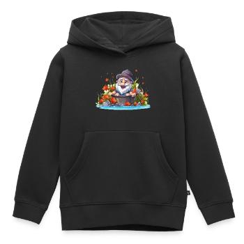 Nain dans le pot de bain près de l’étang - Sweat Premium à capuche enfant bio - noir - Devant - AI Model Kid Male (0cm)