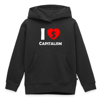 Ich liebe Kapitalismus Herz Dollar - Kinder Premium Organic Hoodie - Schwarz - Vorne - AI Model Kid Male (0cm)