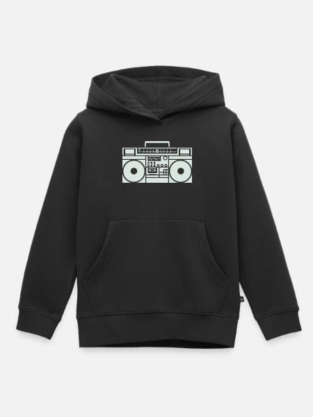 Ghettoblaster Boombox Silhouette - Kinder Premium Organic Hoodie - Schwarz