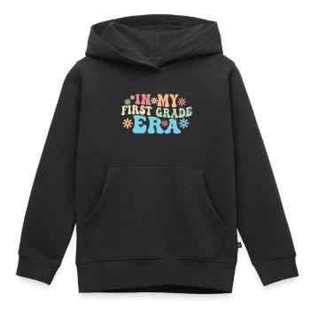 Dans ma première année, premier jour d’école - Sweat Premium à capuche enfant bio - noir - Devant - AI Model Kid Male (0cm)