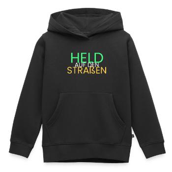 Held auf den Straßen - Kinder Premium Organic Hoodie - Schwarz - Vorne - AI Model Kid Male (0cm)