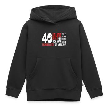 40. Geburtstag - schnellster im Verkehr - Kinder Premium Organic Hoodie - Schwarz - Vorne - AI Model Kid Male (0cm)