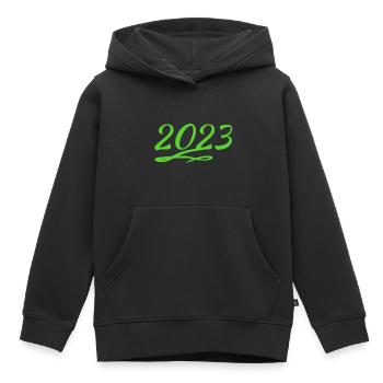 2023 - Kinder Premium Organic Hoodie - Schwarz - Vorne - AI Model Kid Male (0cm)