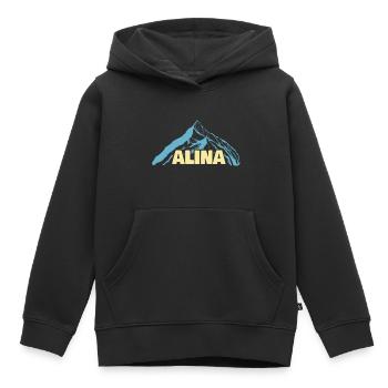 Nom de femme Alina - Sweat Premium à capuche enfant bio - noir - Devant - AI Model Kid Male (0cm)