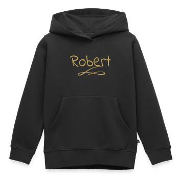 Robert - Sweat Premium à capuche enfant bio - noir - Devant - AI Model Kid Male (0cm)