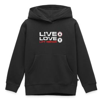 Réparation Live Love Lift - Sweat Premium à capuche enfant bio - noir - Devant - AI Model Kid Male (0cm)