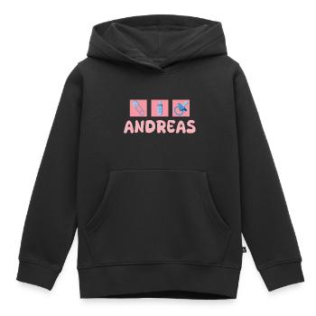 Sucette Andreas - Sweat Premium à capuche enfant bio - noir - Devant - AI Model Kid Male (0cm)