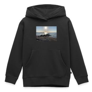 Mer Baltique avec soleil - Sweat Premium à capuche enfant bio - noir - Devant - AI Model Kid Male (0cm)
