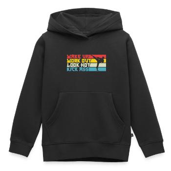 Karate Black Belt Gi Uniform Wake - Kinder Premium Organic Hoodie - Schwarz - Vorne - AI Model Kid Male (0cm)