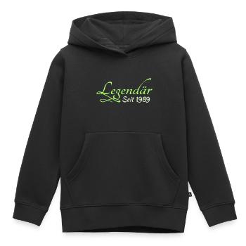 1989 - Kids Premium Organic Hoodie - black - Front - AI Model Kid Male (0cm)