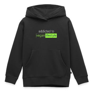 accro au mode de vie végétalien - Sweat Premium à capuche enfant bio - noir - Devant - AI Model Kid Male (0cm)