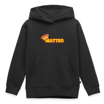 Krone für Matteo - Kinder Premium Organic Hoodie - Schwarz - Vorne - AI Model Kid Male (0cm)