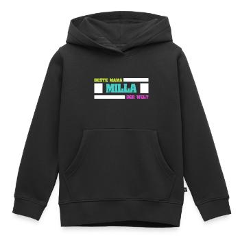 Mère Milla - Sweat Premium à capuche enfant bio - noir - Devant - AI Model Kid Male (0cm)