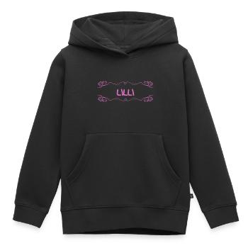 Nom Lilli - Sweat Premium à capuche enfant bio - noir - Devant - AI Model Kid Male (0cm)