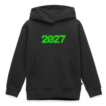 2027 - Kinder Premium Organic Hoodie - Schwarz - Vorne - AI Model Kid Male (0cm)