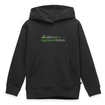 accro au mode de vie végétarien - Sweat Premium à capuche enfant bio - noir - Devant - AI Model Kid Male (0cm)