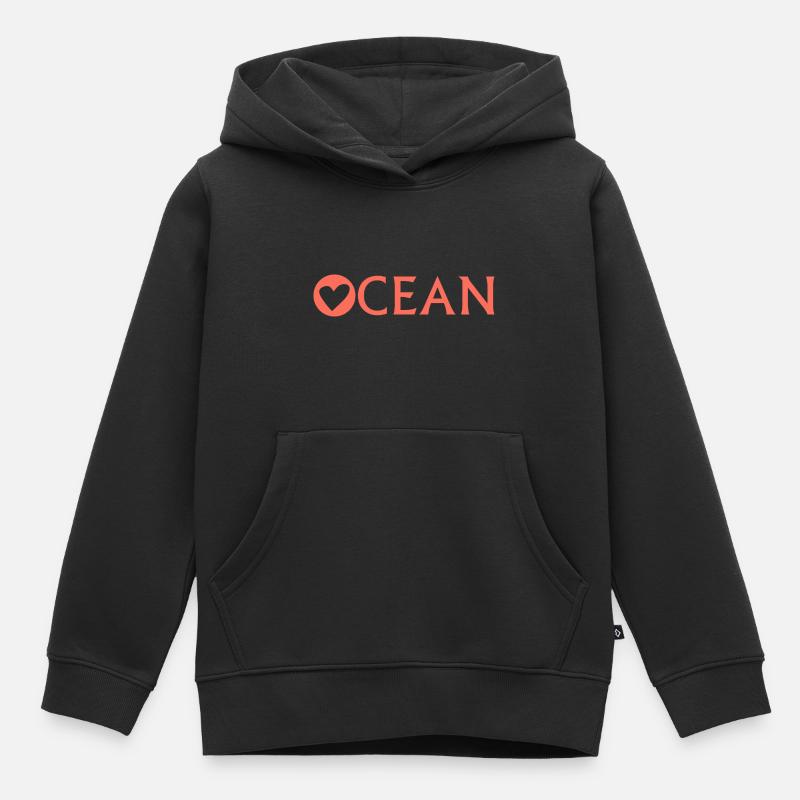 Océan - Sweat Premium à capuche enfant bio - noir