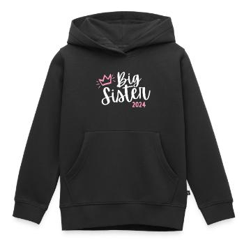 Ich werde große Schwester 2024 Herz Loading Süß - Kinder Premium Organic Hoodie - Schwarz - Vorne - AI Model Kid Male (0cm)