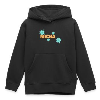 Edelweiss Micha - Sweat Premium à capuche enfant bio - noir - Devant - AI Model Kid Male (0cm)