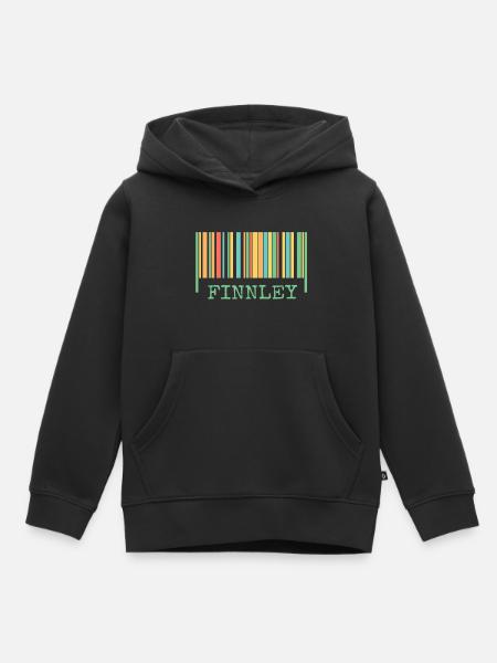Strichcode Finnley - Kinder Premium Organic Hoodie - Schwarz