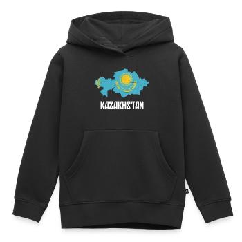 Kazakhstan Graphique - Sweat Premium à capuche enfant bio - noir - Devant - AI Model Kid Male (0cm)