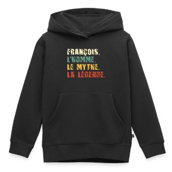 François l homme le mythe la légende - Sweat Premium à capuche enfant bio - noir - Devant - AI Model Kid Male (0cm)