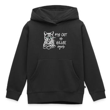 Mon chat a les yeux bleus - Sweat Premium à capuche enfant bio - noir - Devant - AI Model Kid Male (0cm)
