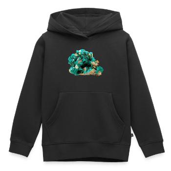 Dioptas Minéral Cuivre Émeraude Silicate Cristal - Sweat Premium à capuche enfant bio - noir - Devant - AI Model Kid Male (0cm)