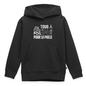 Tous à poil pour la paille - Sweat Premium à capuche enfant bio - noir - Devant - AI Model Kid Male (0cm)