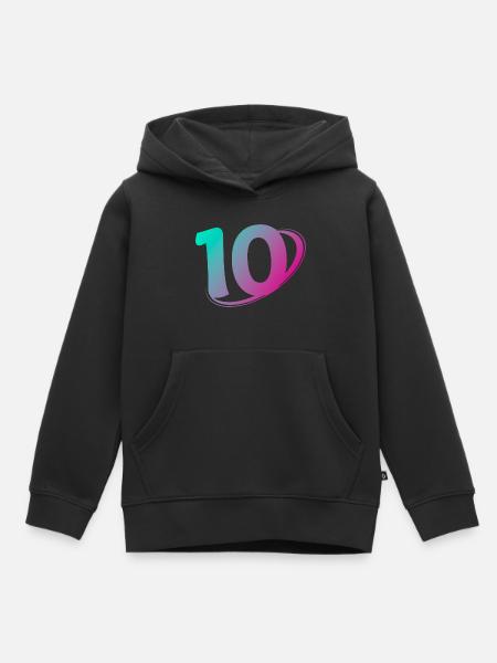 Numéro 10 multicolore - Sweat Premium à capuche enfant bio - noir