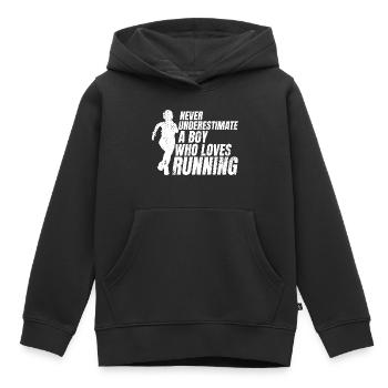 Lustiger Läufer Junge - Kinder Premium Organic Hoodie - Schwarz - Vorne - AI Model Kid Male (0cm)