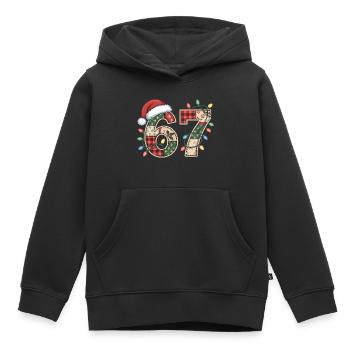 Lustige Xmas Zahl 67 mit Lichterkette - Kinder Premium Organic Hoodie - Schwarz - Vorne - AI Model Kid Male (0cm)