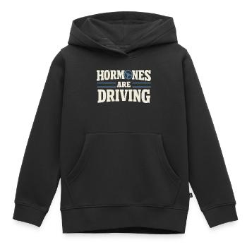Périménopause Humour Périménopause - Sweat Premium à capuche enfant bio - noir - Devant - AI Model Kid Male (0cm)
