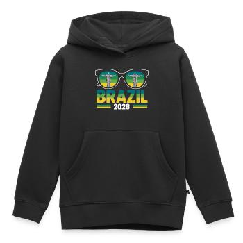 Brazil 2026 Christ the Redeemer Sunglasses - Kids Premium Organic Hoodie - black - Front - AI Model Kid Male (0cm)