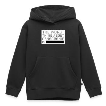 Le pire dans la censure, c’est l’ironie amusante - Sweat Premium à capuche enfant bio - noir - Devant - AI Model Kid Male (0cm)