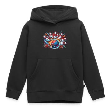 Bowling - Sweat Premium à capuche enfant bio - noir - Devant - AI Model Kid Male (0cm)