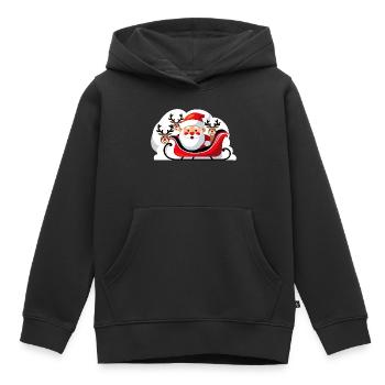 Christmas Santa in a sleigh with reindeer - Kids Premium Organic Hoodie - black - Front - AI Model Kid Male (0cm)