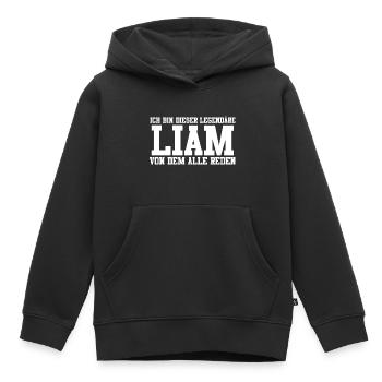 Liam Name Design - Kinder Premium Organic Hoodie - Schwarz - Vorne - AI Model Kid Male (0cm)