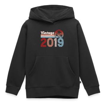 Millésime 2019 Palmiers Rétro Anniversaire - Sweat Premium à capuche enfant bio - noir - Devant - AI Model Kid Male (0cm)